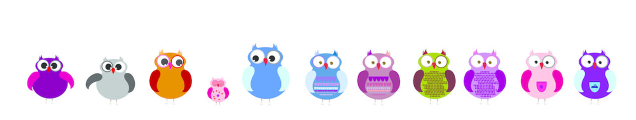 Vector illustration of set of owl.