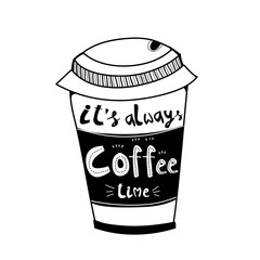 Hand drawn doodle coffee cup. 