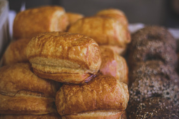 Air puffs jam jam on a gray background complex pyramid.