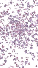 Flying euro banknotes isolated on a white background. Money is flying in the air. 500 EURO in color. 3D illustration