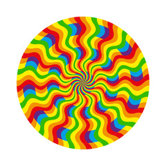 Abstract circular pattern of multicolored wavy line