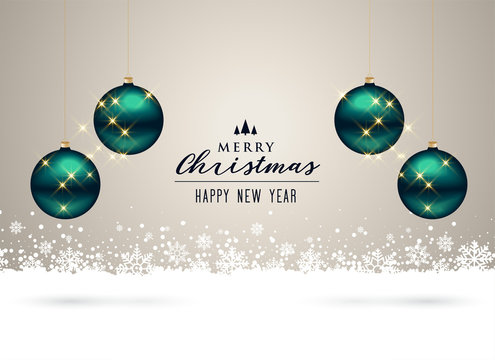 christmas background with balls and snowflakes decoration