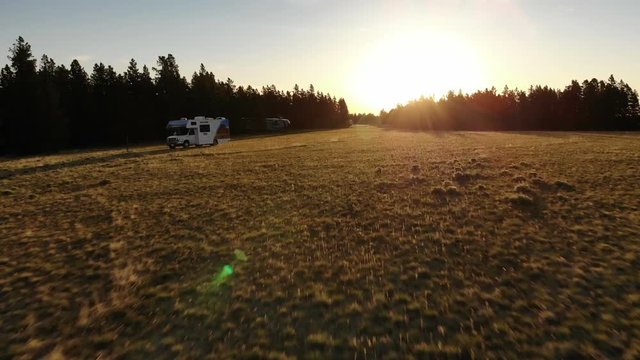 Beautiful landscape near the Yellowstone National park in Wyoming USA from above. Aerial view drone shot
