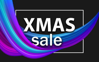 Christmas xmas sale promo poster with colorful brush stroke design.