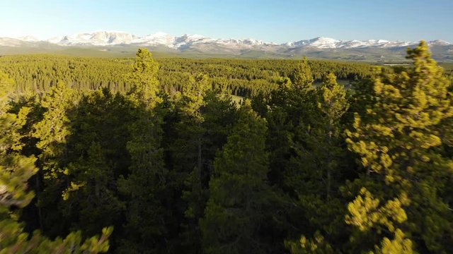 Beautiful landscape near the Yellowstone National park in Wyoming USA from above. Aerial view drone shot
