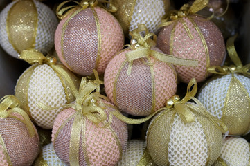A large number of Christmas balls symbolizing Christmas or new year