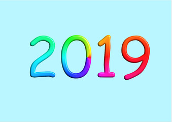 2019 New Year of a colorful rainbow design element Vector illustration