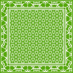 Obraz premium Design of a Scarf with a Geometric Flower Pattern . Vector illustration. Seamless. For Print Bandana, Shawl, Carpet, tablecloth, bed cloth, fashion