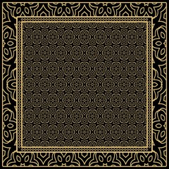 Obraz premium Geometric ornament with frame, border. Art-deco background. Bandanna, shawl, scarf, tablecloth design.