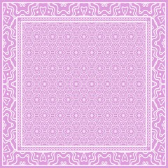 Geometric Pattern with hand-drawing floral ornament. illustration. For fabric, textile, bandana