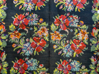 Traditional Moldavian old carpet, background texture