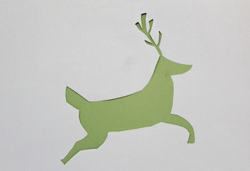 Obraz premium green card christmas reindeer on white background