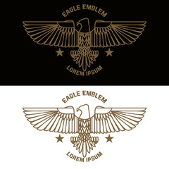 Emblem template with eagle in engraving style. Design elements for logo, label, sign, menu.
