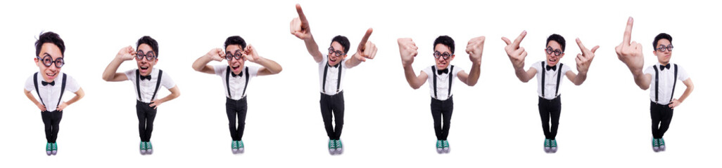 Funny man isolated on the white
