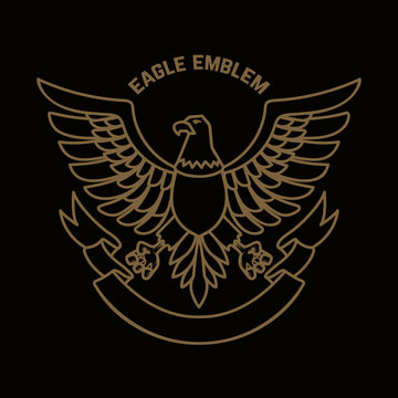 Emblem template with eagle in golden style. Design elements for logo, label, sign, menu.
