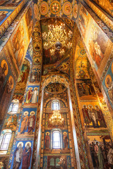 Fototapeta na wymiar ST. PETERSBURG, RUSSIA - JULY 06, 2015: Interior of the Church of the Savior on Spilled Blood in St. Petersburg, Russia