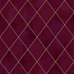 Fototapeta na wymiar Argyle geometric abstract watercolor seamless pattern texture