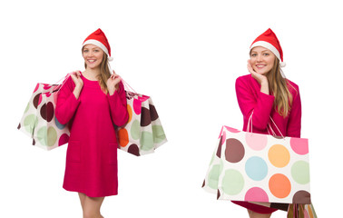 Young woman in christmas shopping concept