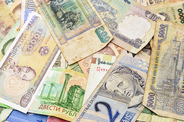 Cash money from different countries background