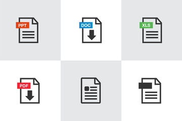 PDF Document icon set. File Icons. PDF file download icon