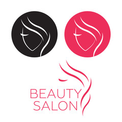 Beautiful woman vector logo template for hair salon. Logo vector cosmetic procedures, spa center