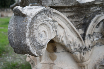 Detail of Ancient Columns in Athens, Greece