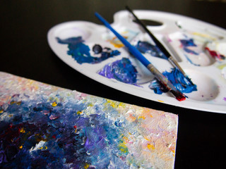 Abstract painting made with oil paints