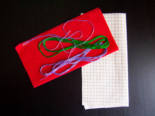 scraps of fabric and embroidery floss for creativity