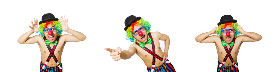 Fototapeta na wymiar Funny clown isolated on the white background