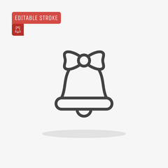 Outline Christmas bell icon isolated on white background. Symbol of Happy New Year, Xmas holiday celebration, winter. Editable stroke. Vector illustration, eps10