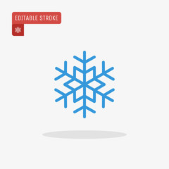 Outline blue snowflake icon isolated on grey background. Christmas pictogram. Line winter symbol for website design, mobile application, ui. Editable stroke. Vector illustration, eps10.