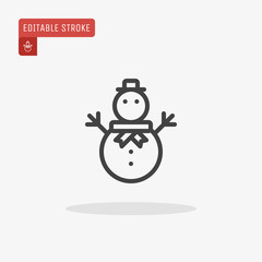 Outline Christmas snowman icon isolated on white background. Symbol of Happy New Year, Xmas holiday celebration, winter. Editable stroke. Vector illustration, eps10