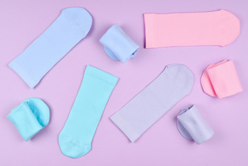 Colorful collection of cotton socks.