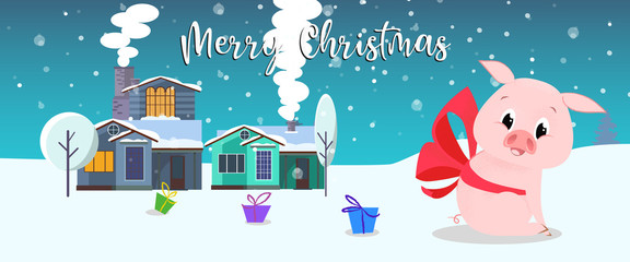 Piglet greeting poster design