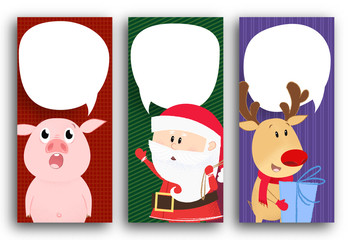 Poster design with deer, piglet and Santa