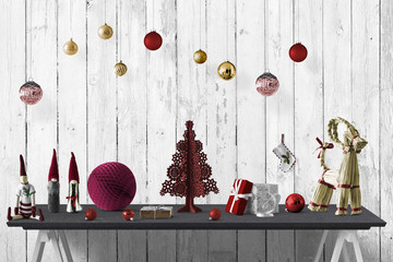 Weihnachtszeit / Weihnachtliche Tischdeko mit Weihnachtskugeln