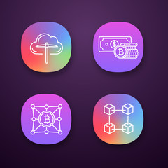 Bitcoin cryptocurrency app icons set