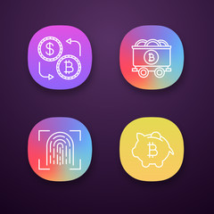 Bitcoin cryptocurrency app icons set