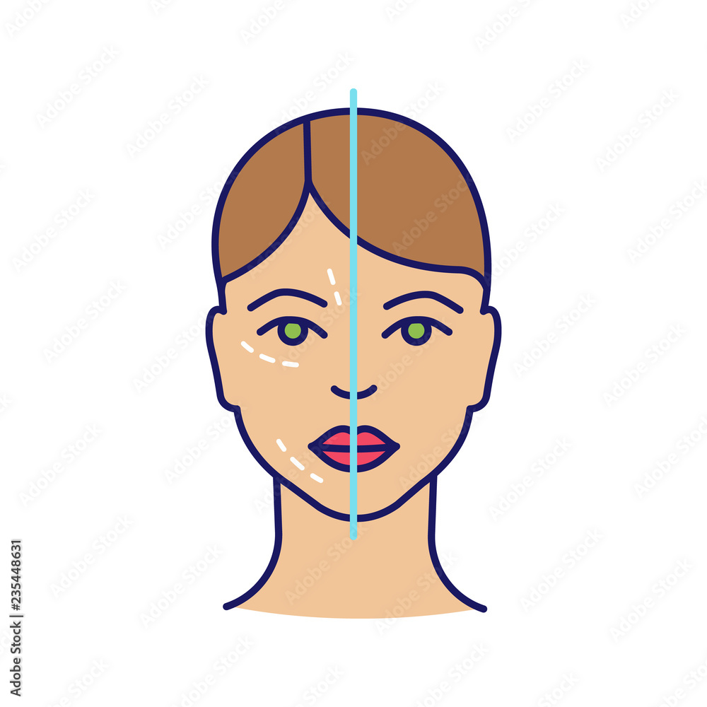 Poster before and after neurotoxin injection color icon