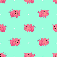 seamless pattern with cute pigs