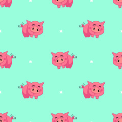 seamless pattern with cute pigs