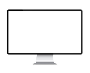 Realistic computer monitor display mockk up vector illustration. - obrazy, fototapety, plakaty