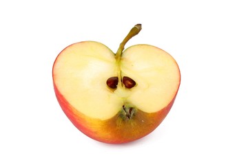 Sliced ripe apple on white background