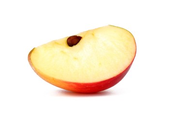 Sliced  ripe apple piece  on white background