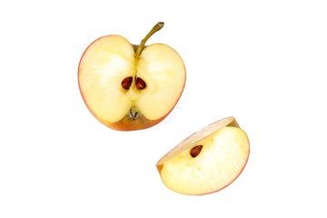 Sliced ripe apple on white background
