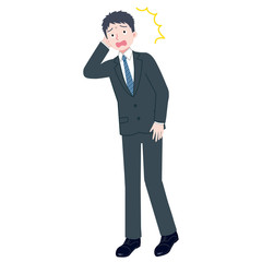 スーツ　男性　サラリーマン　うっかり