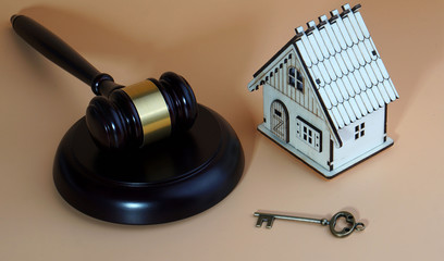 Real Estate Law concept. house and a gavel.