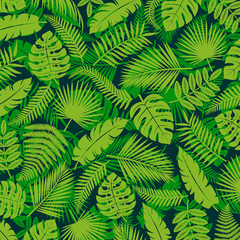 Tropical leaves background. Vector