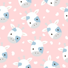 Giraffe cute seamless pattern for kid, animal cartoon background, vector illustration