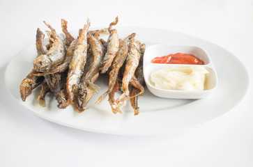 Ca linh chien (linh fried fish). This type of fish is famous in Mekong delta, Vietnam. It is eaten along with fish sauce. It can be fermented as well.